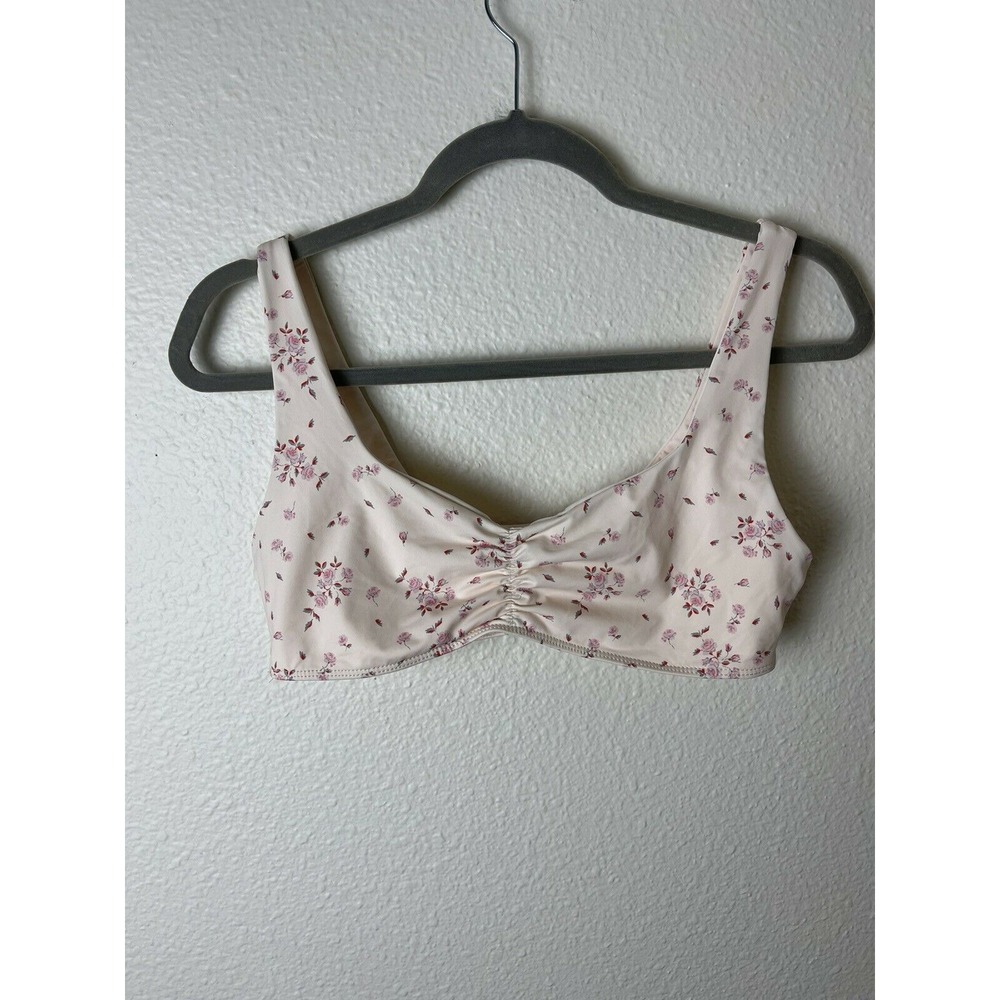 FRANKIES BIKINIS Peach Floral Bikini Top Women's‎ Size Medium M